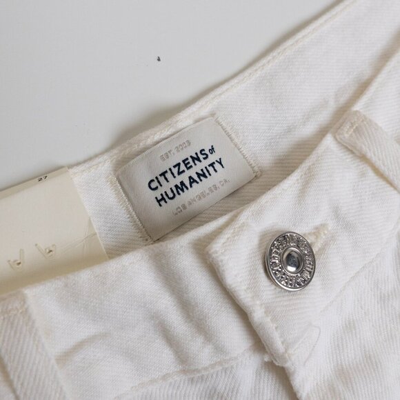 Citizen Of Humanity Camilla Frayed Hem Denim Shorts High Rise Starlight White - Picture 6 of 15